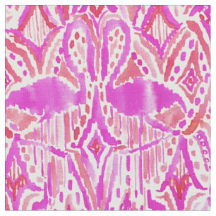 Tissu HÉ aquarelle tribale rose d'Ikat de FLAMANT ROSE