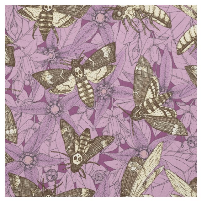 Tissu Hébergement de la tête de mort violet (Échantillon)