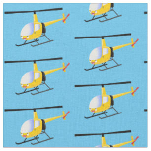Tissu Hélicoptère de dessin animé jaune mignon heureux