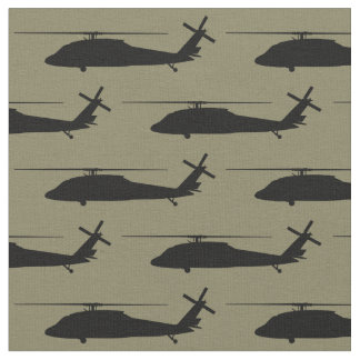 Tissu Hélicoptère noir UH-60 BlackHawk Silhouette noire