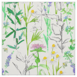Tissu Herbe Jardin Plantes Chamomile Bee Balm Rosemary