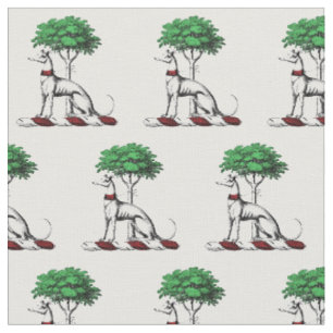 Tissu Héritier de Greyhound Whippet avec arbre héraldiqu