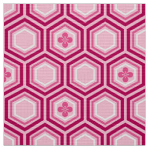 Tissu Hexagonal Kimono Imprimer, Bourgogne et rose