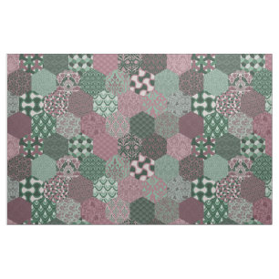 Tissu Hexagones de la marmite framboise et pin