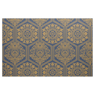 Tissu Hexagones du XIe siècle - Bleu foncé et or