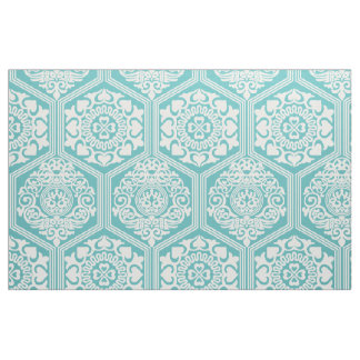 Tissu Hexagones du XIe siècle - Turquoise et Blanc
