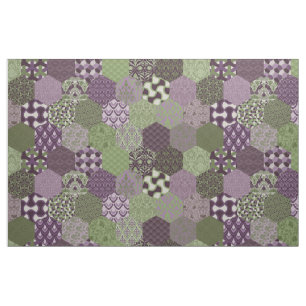 Tissu Hexagons Patchwork violet et vert