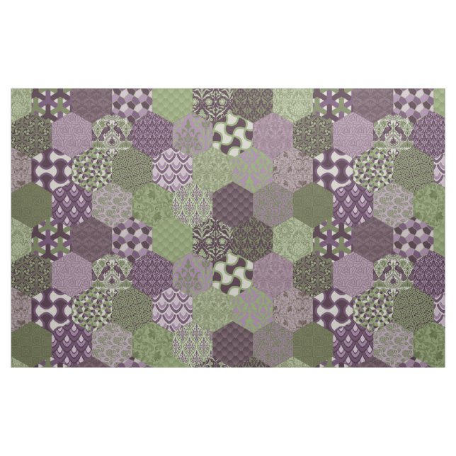 Tissu Hexagons Patchwork violet et vert (Fat Quarter)