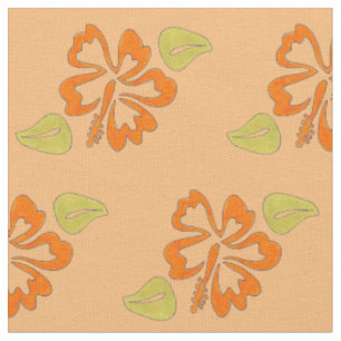Tissu Hibiscus hawaïen orange Fleurs des îles tropicales