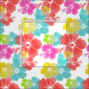 Tissu hibiscus/rose/vert/aqua de PixDezines