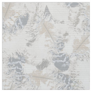 Tissu hibou Plumes, gris, beige et bleu, oiseau, léger,
