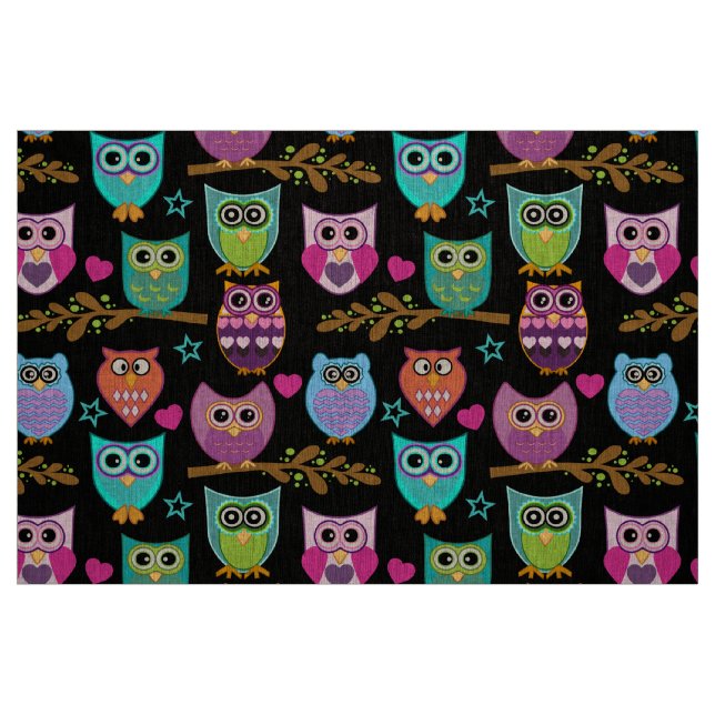 Tissu hiboux drôles (Fat Quarter)