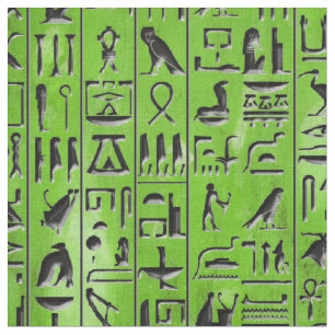Tissu Hiéroglyphes dans l'émeraude
