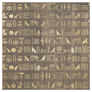 Tissu Hiéroglyphes d'Égypte d'or sur les Brown