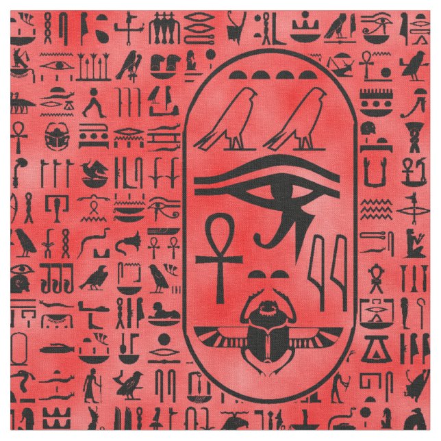 Tissu Hiéroglyphes rouges (Fermer)