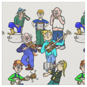 Tissu Hillbilly Jug Band Musiciens Fabric