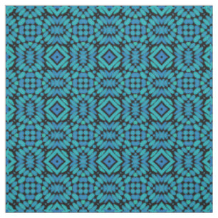 Tissu Hip Turquoise Blue Green Black Tribal Art Motif