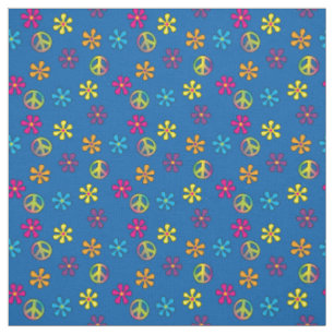 Tissu Hippie Paix et Douche Fleur