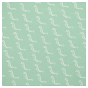 Tissu Hippocampe blanc au-dessus du vert de mer