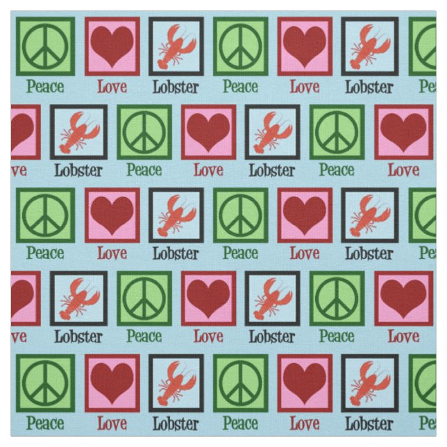 Tissu Homard Peace Love (Échantillon)