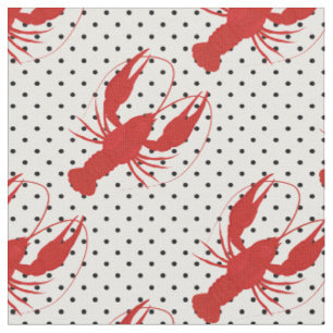 Tissu homard rouge pois blanc