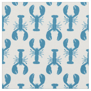 Tissu Homards du Maine Motif côtier en bleu et blanc