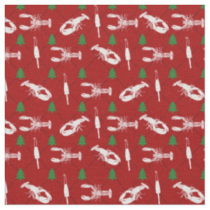 Tissu Homards nautiques et bouées Motif de Noël