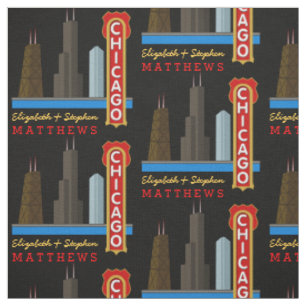 Tissu Horizon personnalisé de Chicago l'Illinois de nom