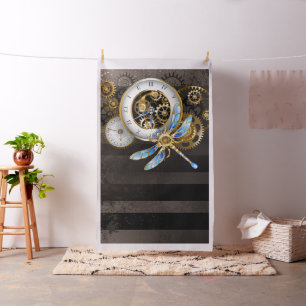 Tissu Horloge à vapeur avec libellule mécanique