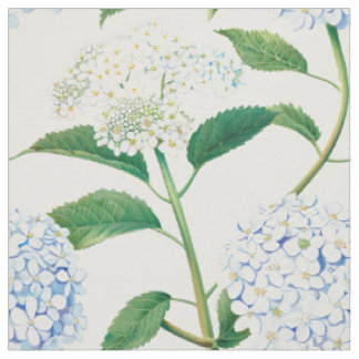 Tissu Hydrangea Bleu Blanc Motif de Jardin