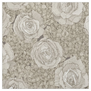 Tissu hydrangea rose floral argent cuir thé
