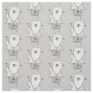 Tissu I Love Eskies (I Love American Eskimo Dogs) - mign