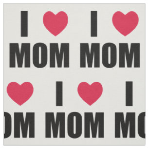 Tissu I Love Mom - Red Heart - Black Text