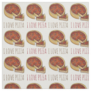 Tissu I Love Pizza Chicago Deep Dish Pepperoni Fromage