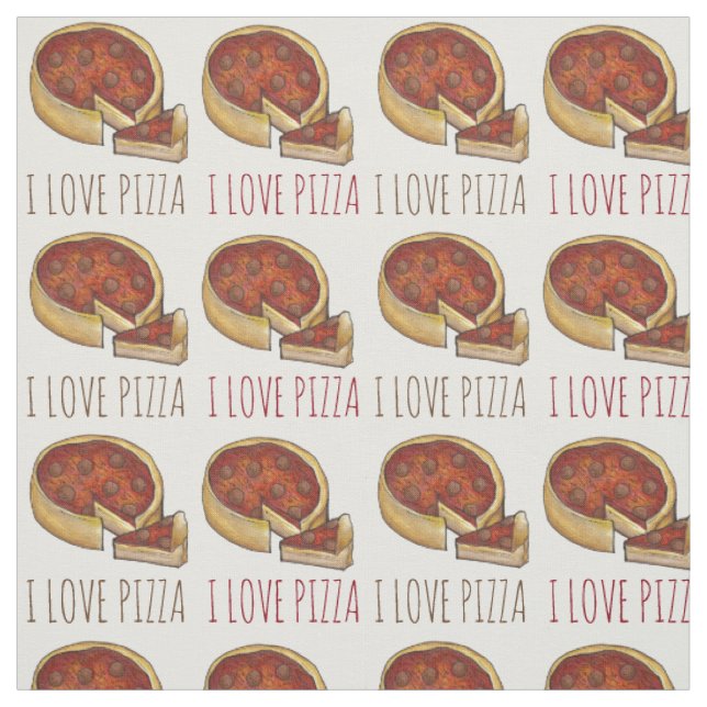 Tissu I Love Pizza Chicago Deep Dish Pepperoni Fromage (Échantillon)