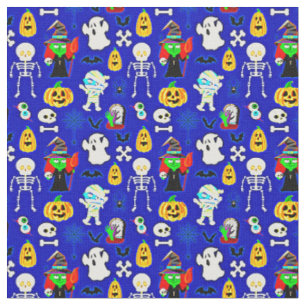 Tissu Icônes Halloween Designs sur Blue