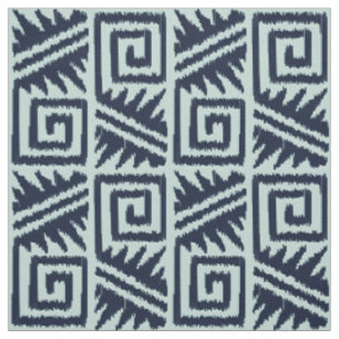Tissu Ikat Aztec - Dark Indigo Blue et Chambrey