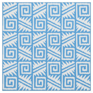 Tissu Ikat Aztec Tribal - Ciel bleu et blanc