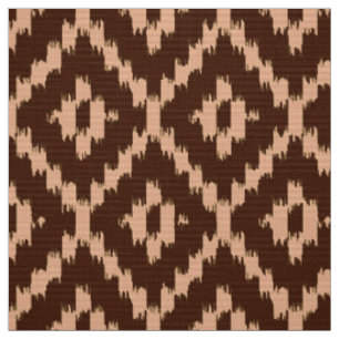 Tissu Ikat Diamond Motif - Chocolat et pêche pâle