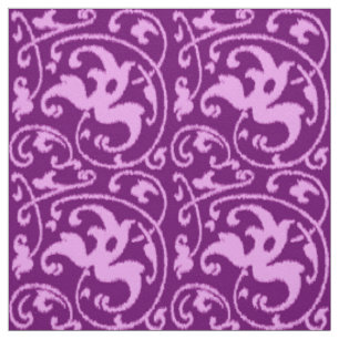 Tissu Ikat Floral Damask - Orchidée et violet