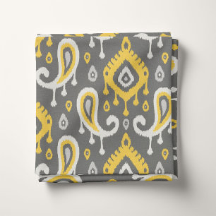 Tissu Ikat jaune et gris Paisley