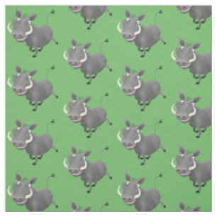 Tissu Illustration amusante d'un cochon de phacochère af