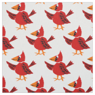 Tissu Illustration cardinale rouge drôle d'oiseau