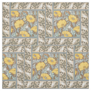 Tissu illustration d'art pavot fleur jaune