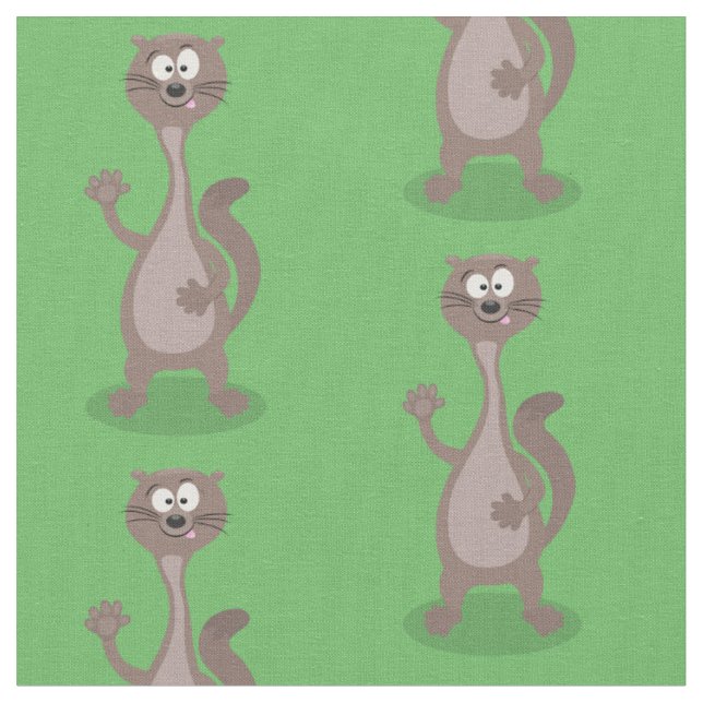 Tissu Illustration de caricature de belette amusante (Fermer)