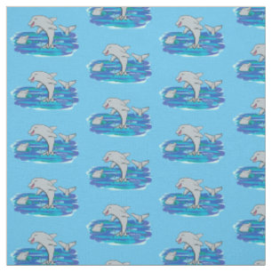 Tissu Illustration de dessin animé de dauphins heureux a