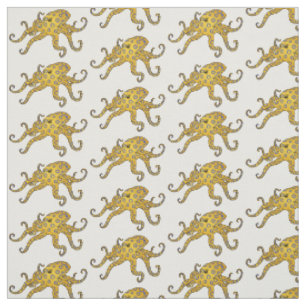 Tissu Illustration de poulpe à anneau bleu