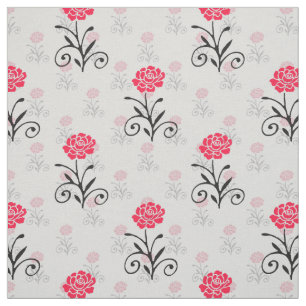 Tissu Illustration de tige de fleur rouge
