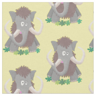 Tissu Illustration drôle de mammouth laineux
