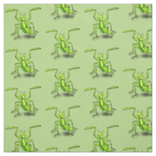 Tissu Illustration drôle de mante verte en prière